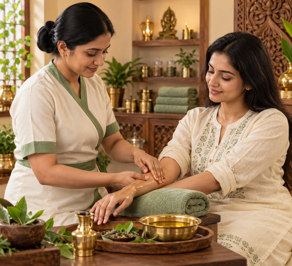 Snehana at Shree Sanjeevani Ayurveda